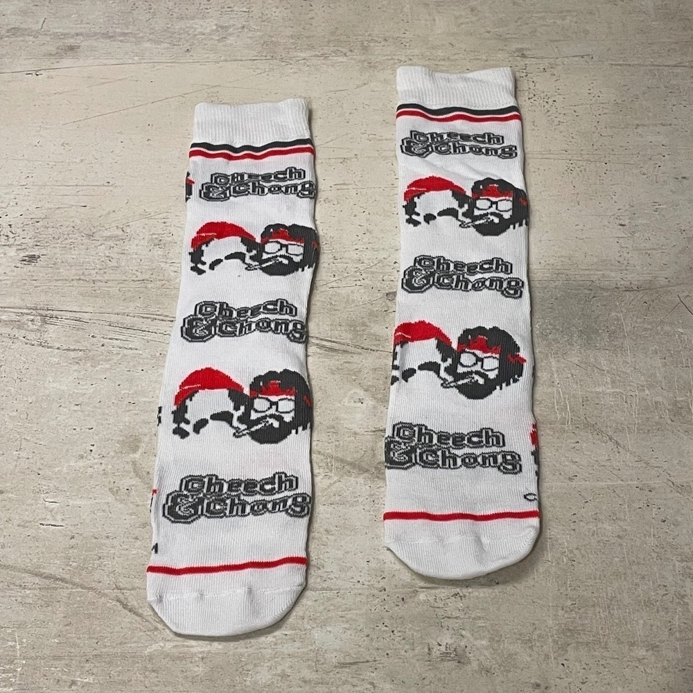 Cheech & Chong Long, Decorative‎ Fashion Socks; White/Red/Grey